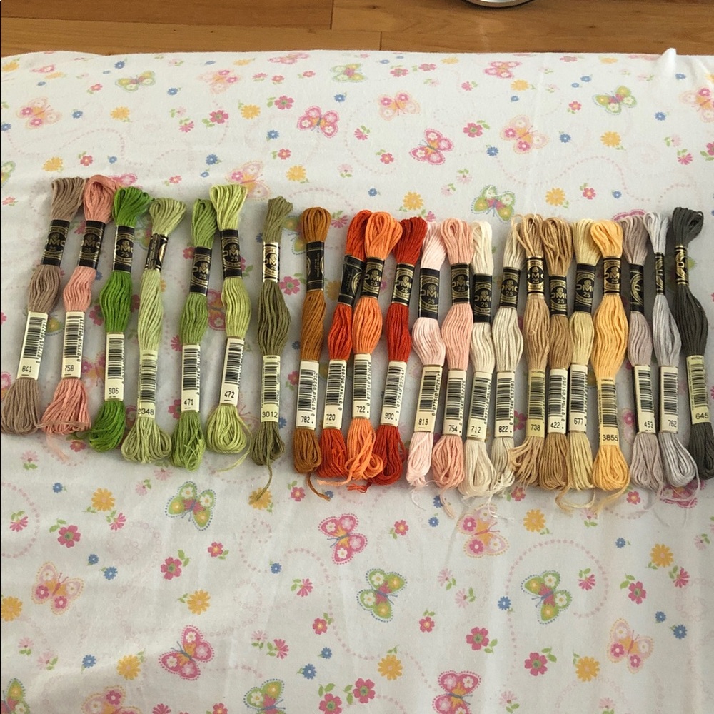 DMC assorted 22 skeins of thread Embroidery Floss Assorted earthy colours new